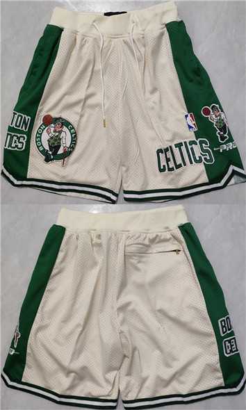 Mens Boston Celtics White Green Shorts (Run Small)
